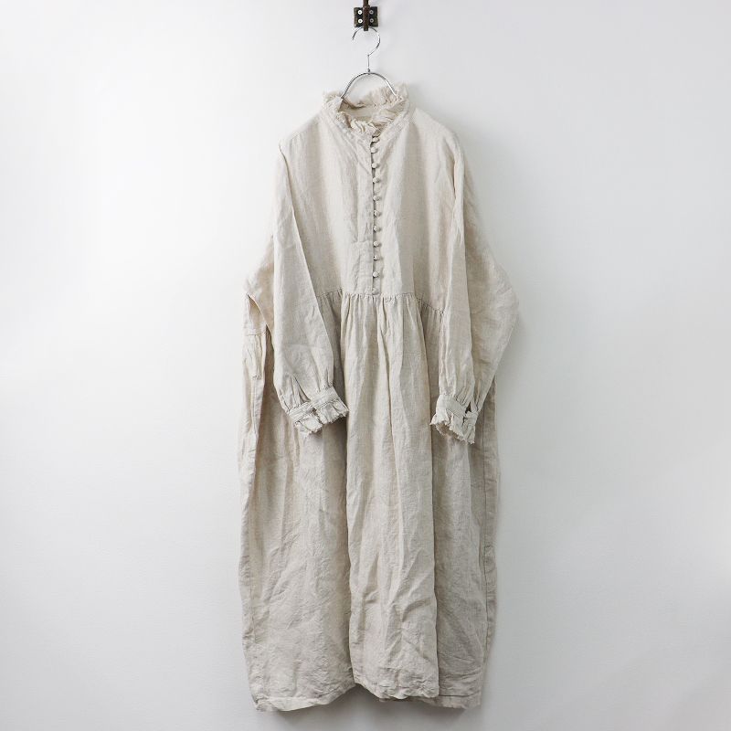 MARCHE DE SOEUR ロングワンピース リネン フリル マキシ丈 くろ MARCHE DE SOEUR ロングワンピース リネン フリル マキシ丈 くろ
