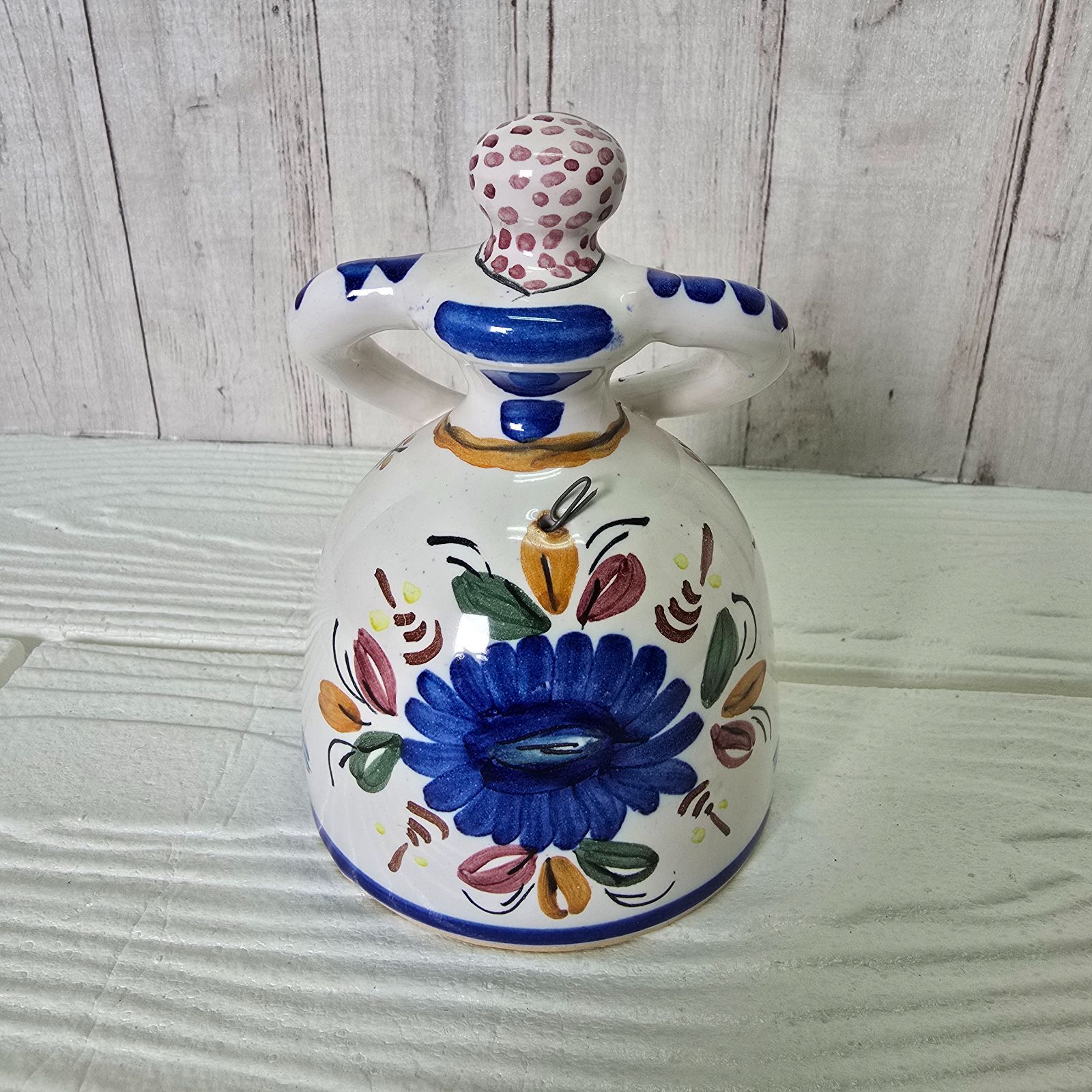 30【インテリア】スペイン トレド 陶器のベル 置物 手描き Folk Art 