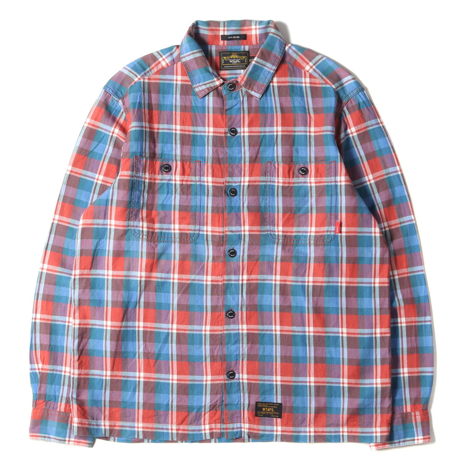 WTAPS ダブルタップス シャツ サイズ：XL チェック柄 ワークシャツ 長袖 UNION L/S レッド ブルー トップス カットソー  カジュアルシャツ ストリート