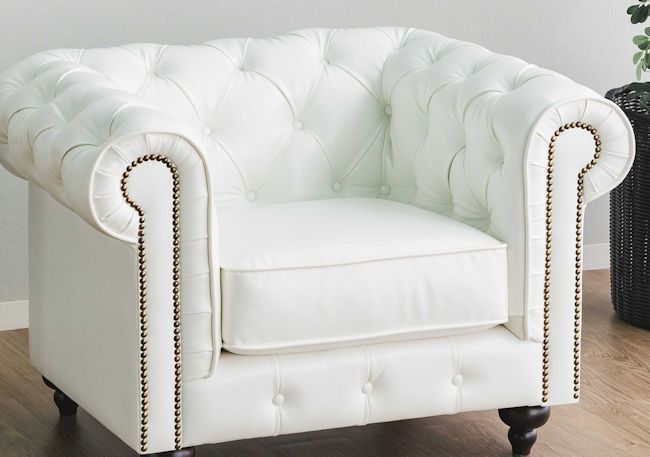 チェスターフィールドタイプPVC1人掛けソファ幅96cm 1Pソファ