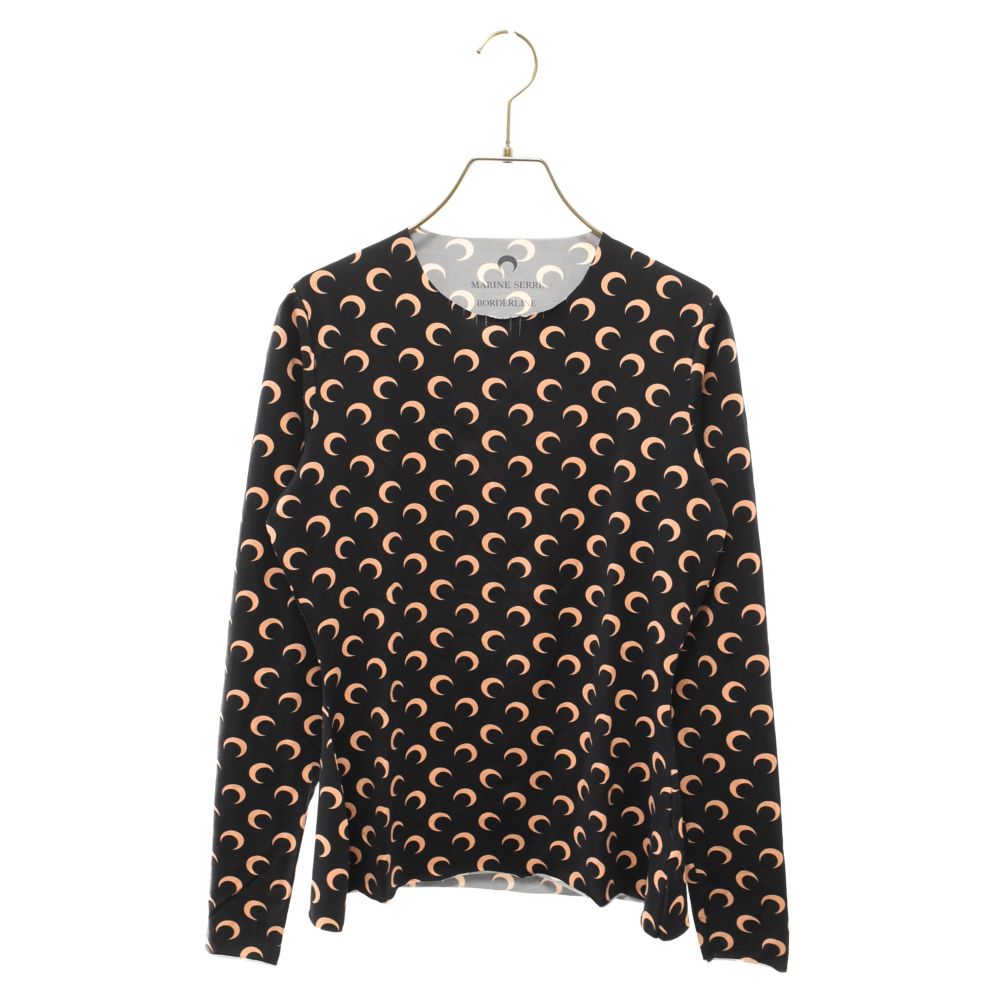 新品 正規品 マリーンセル ロングスリーブ 長袖 カットソー Tシャツ MARINE SERRE (マリーン セル) ムーン総柄 長袖Tシャツ ロング