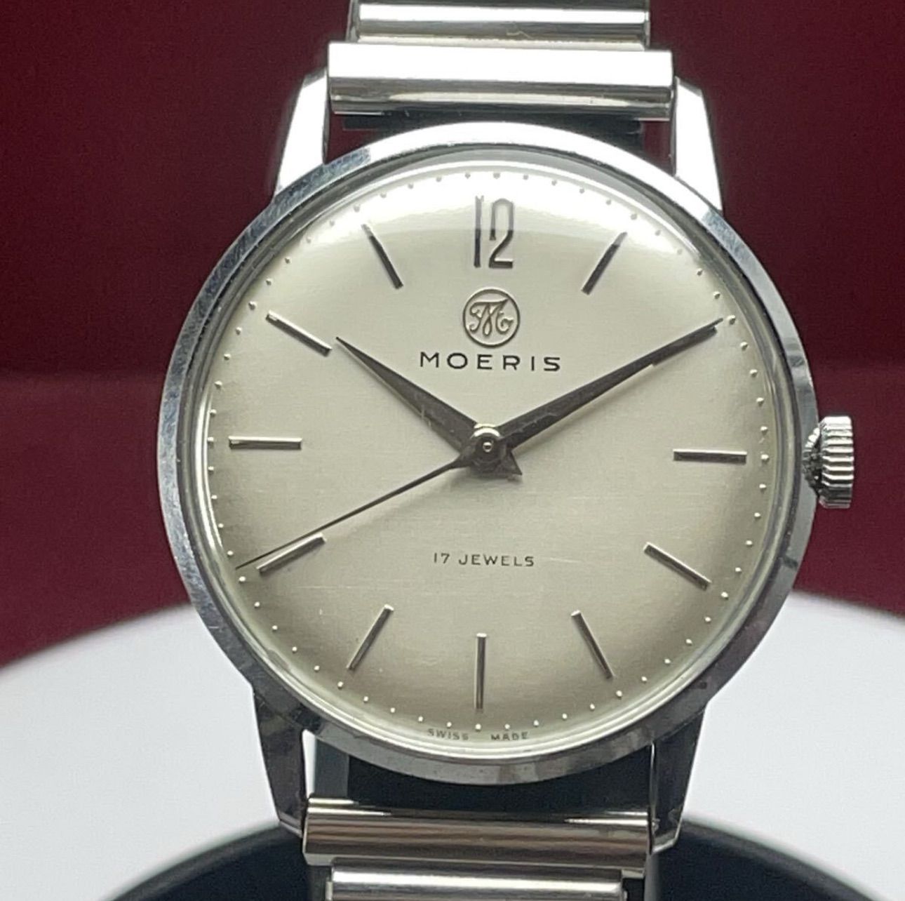 OH済 MOERIS グランプリ 手巻 スイス製 腕時計 ヴィンテージ アンティーク 稼働