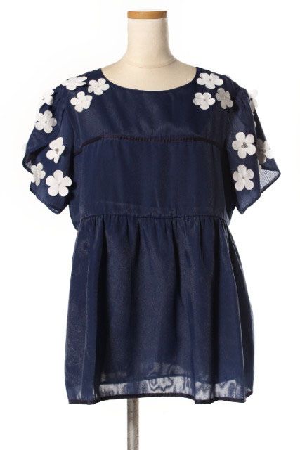 の 人気アイテムランキング チェスティ Chesty 18SS カットソー 半袖 フラワーモチーフ 1 青 カットソー(半袖+袖なし)