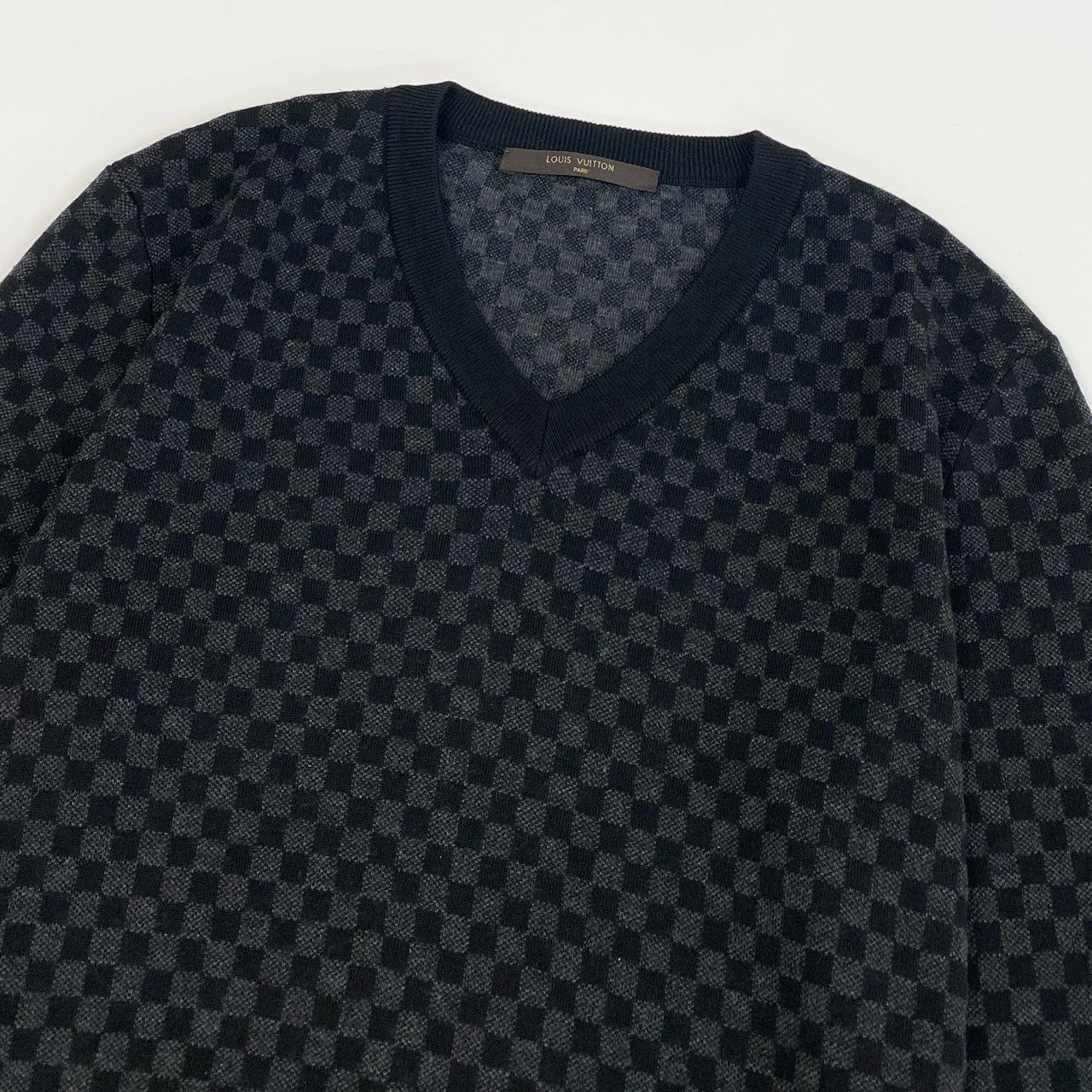 46j3 LOUIS VUITTON ルイヴィトン ダミエ Vネック プルオーバー ニット  