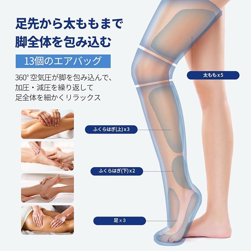 フットケア エアー 足先 ふくらはぎ 太もも レッグ 膝温熱 振動