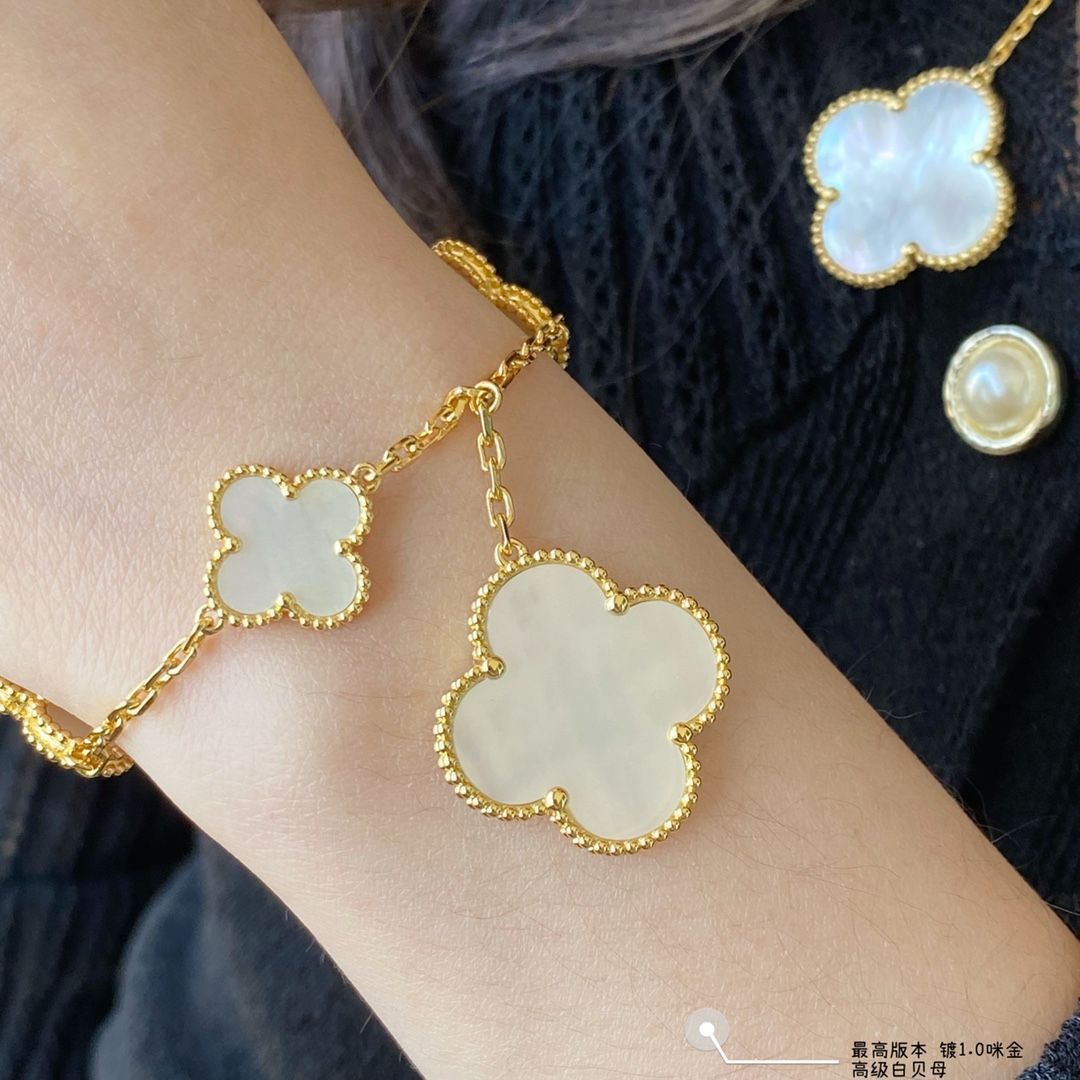 最高級品質 アルハンブラ ブレスレット マザーオブパール YG Van Cleef & Arpels] アルハンブラ マザーオブパール 5連