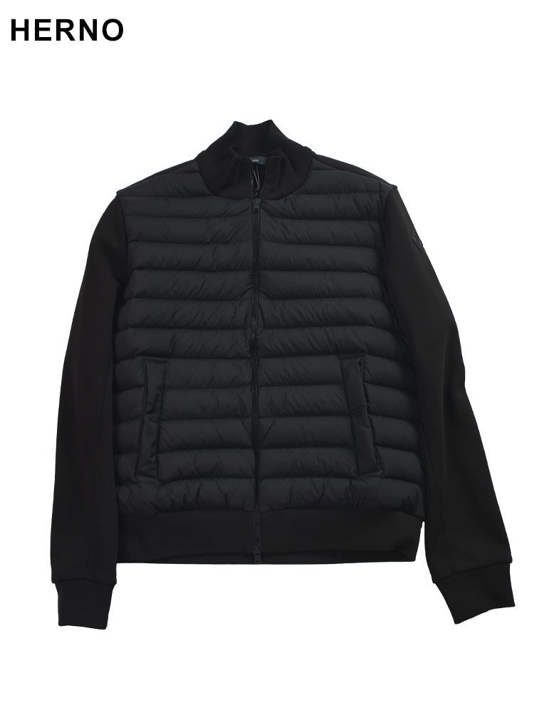 HERNO (ヘルノ) フロントダウン スウェット フルジップ ジャケット HRJP111U52075 メンズ (ブラック)