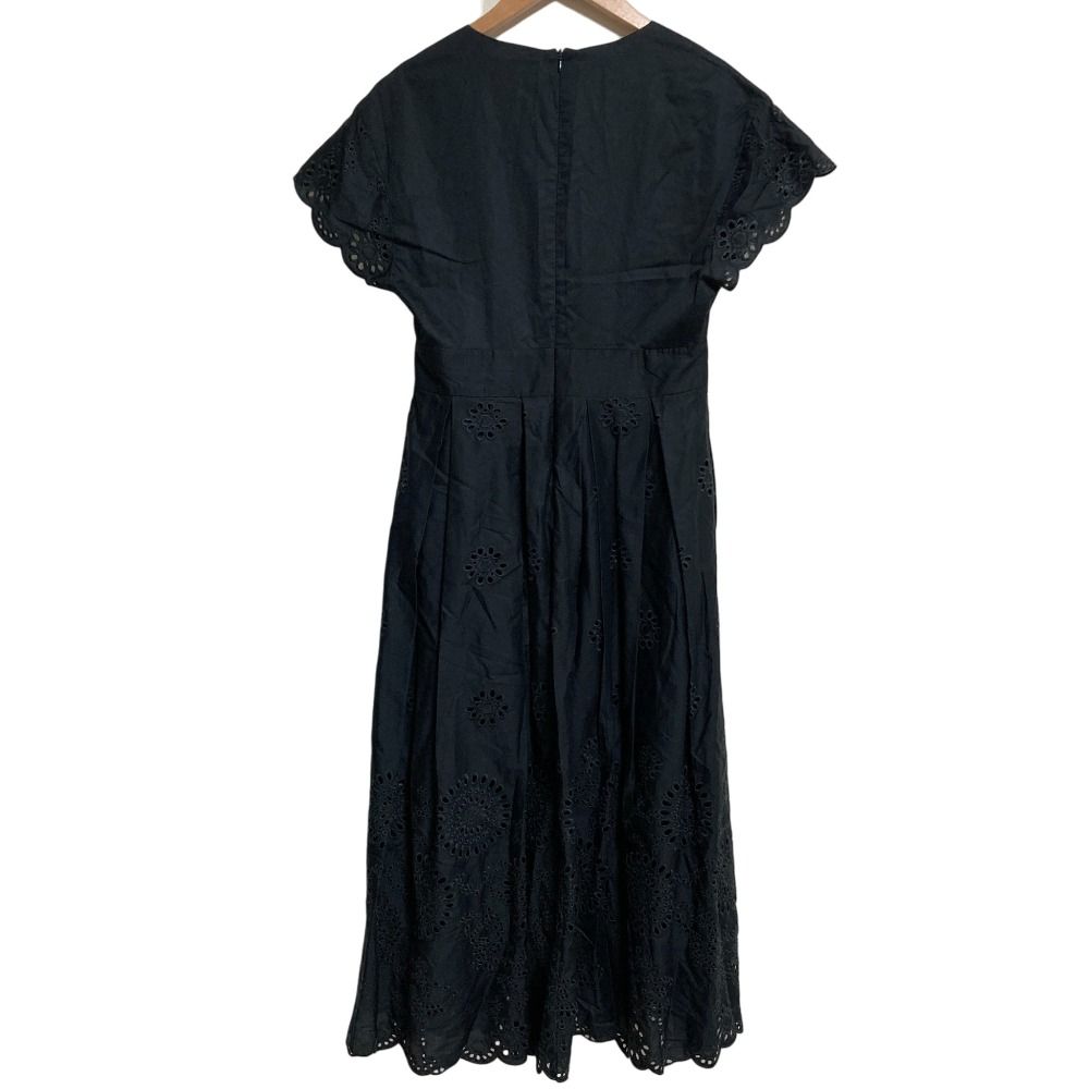 MAX-Co. マックスアンドコー カットワークレースドレス 半袖 ロング ワンピース サイズ38 ブラック レディース 古着
