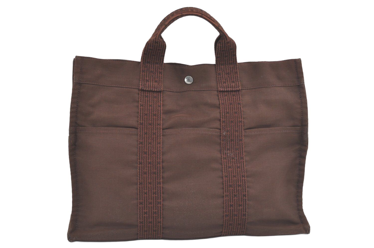 HERMES エルメス ヴィンテージ エールライン MM ヴィンテージ ハンドトートバッグ ナイロン ブラウン 2877N