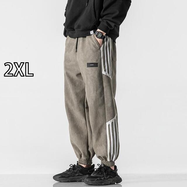 2XL 秋冬 コーデ メンズ 服 シンプル ファッション オシャレ 大人 かっこいい 大きいサイズ ストリート 紳士服 ストライプ ドローストリング ズボン スウェットパンツ カジュアル パンツ