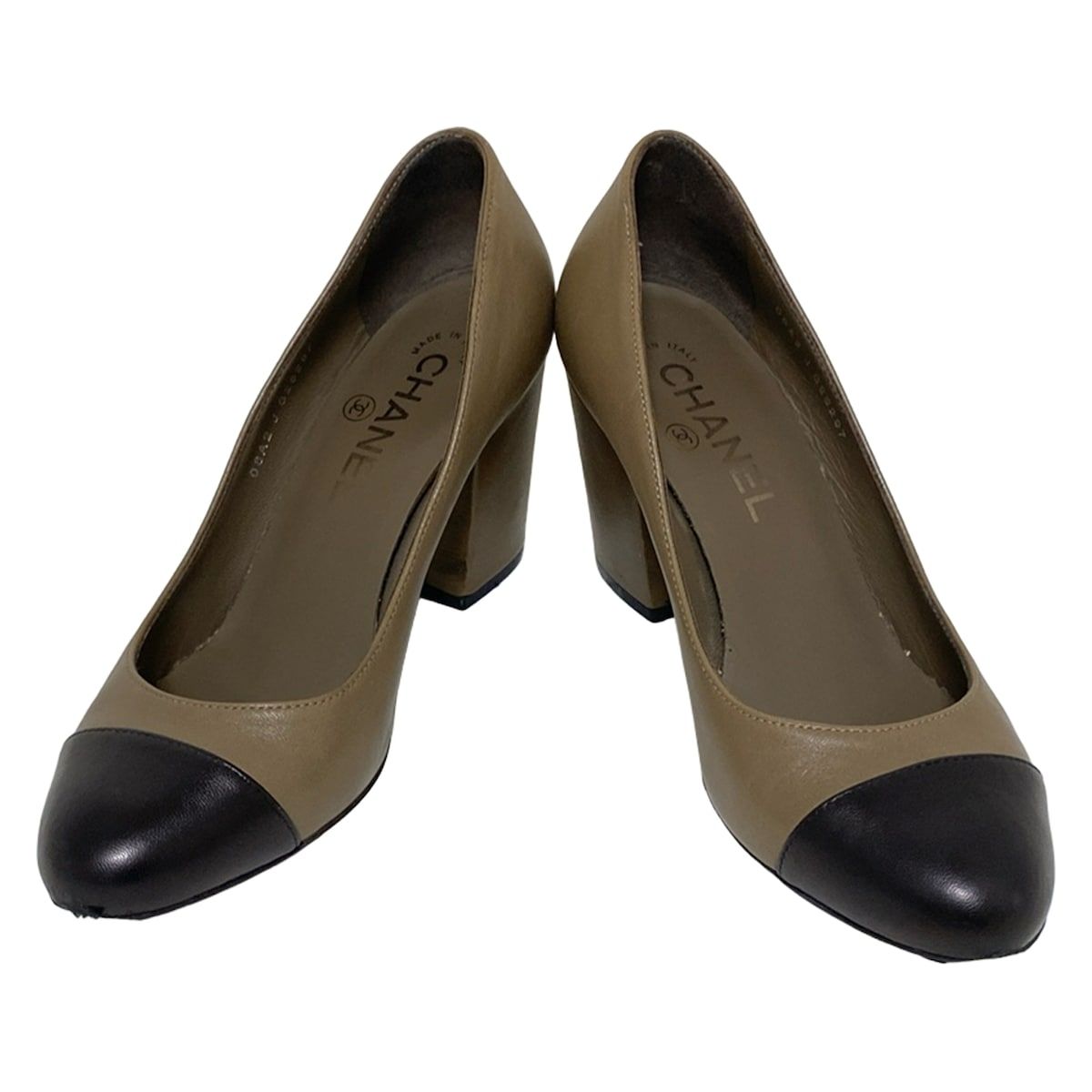 CHANEL シャネル パンプス 36 C レディース - G 26297 ブラウン×黒 レザー