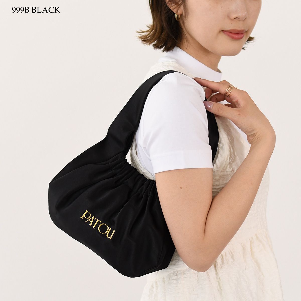 トートバッグ PATOU Black Satin Le Biscuit Handbag Patou | Le Biscuit bag in satin