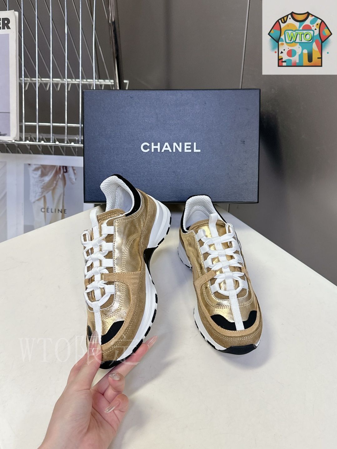 お洒落すぎるゴールド♡25A【CHANEL】スニーカー CHANEL シャネル 25A カジュアル スニーカー08-1 - メルカリ