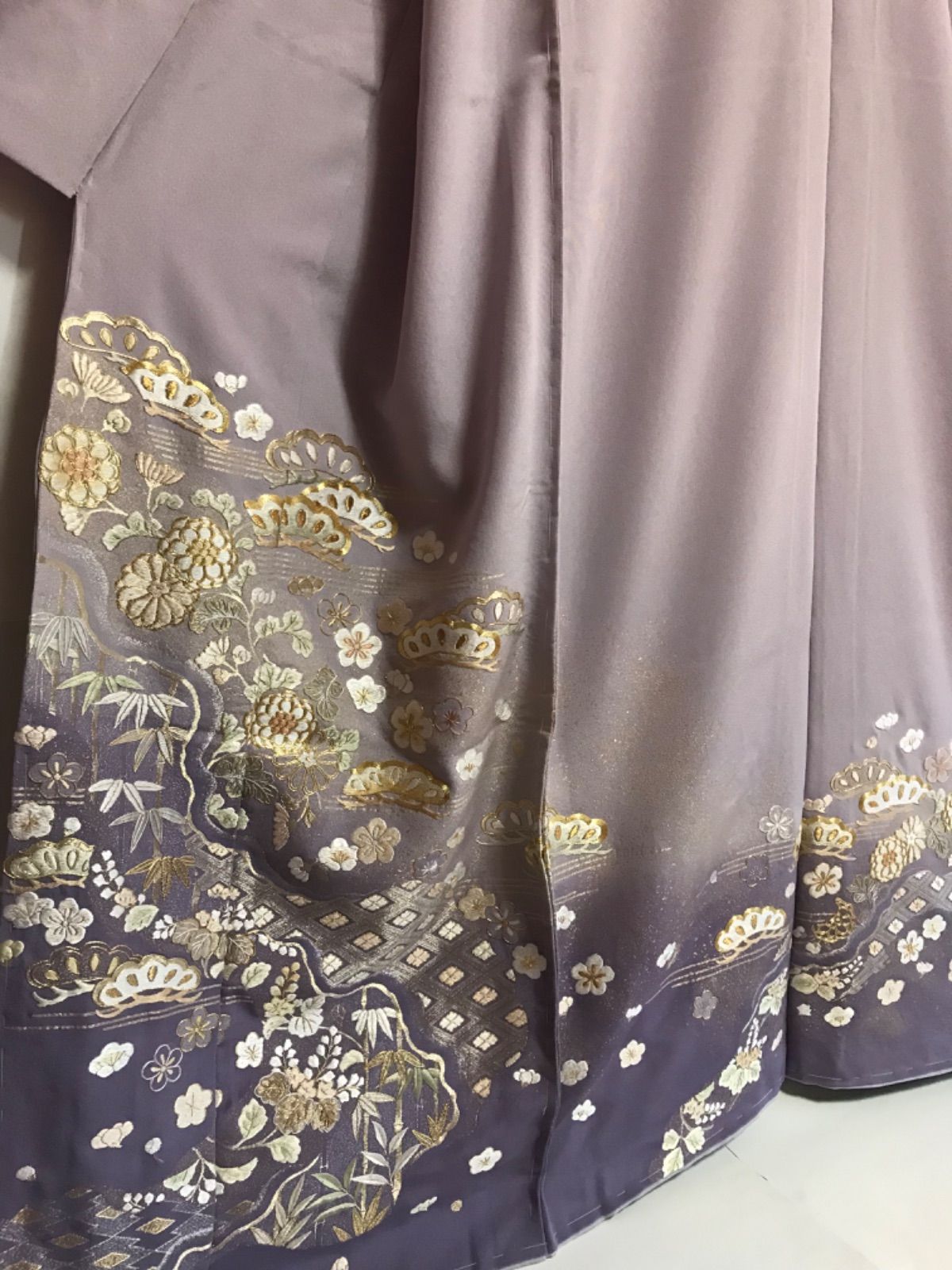 No.50山口美術織物訪問着&色留袖[織刺繍併用] 両袖付き[無地　柄]松竹梅 No.50山口美術織物訪問着&色留袖[織刺繍併用] 両袖付き[無地柄