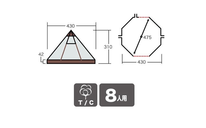 オガワ ピルツ１５Ｔ/Ｃ 2790 ワンポールテント 最大収容8人 新品未 ...