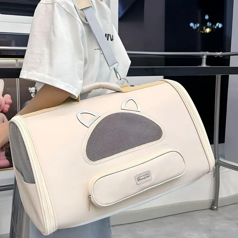 ペットキャリー 猫キャリー リュックサック 通気性 折りたたみ シングルショルダーストラップ ダブルショルダーストラップ メッシュウィンドウ付き ポータブルキャットトラベルバッグ