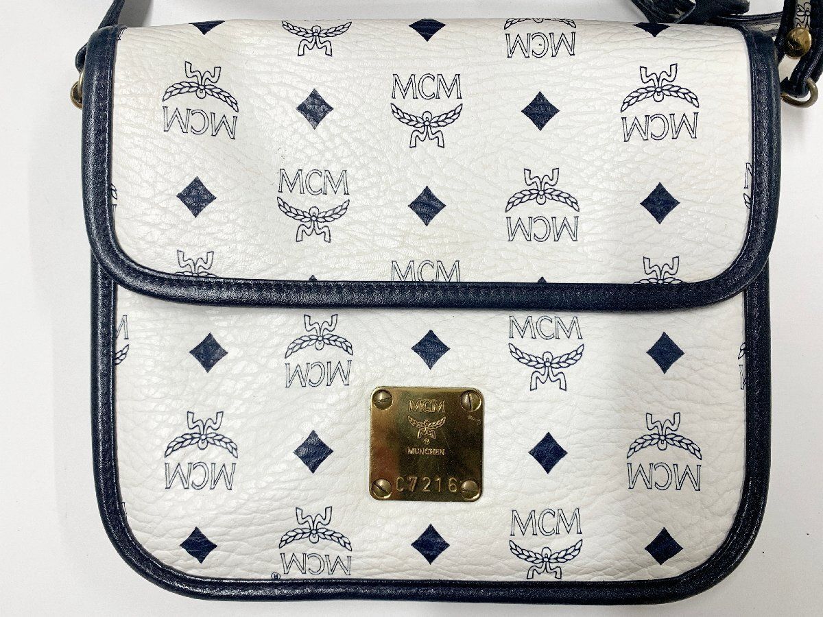 希少 MCM ウエストバッグ ボディバッグ ヴィンテージ 総柄 ホワイト レザー 希少 MCM ウエストバッグ ボディバッグ ヴィンテージ 総柄