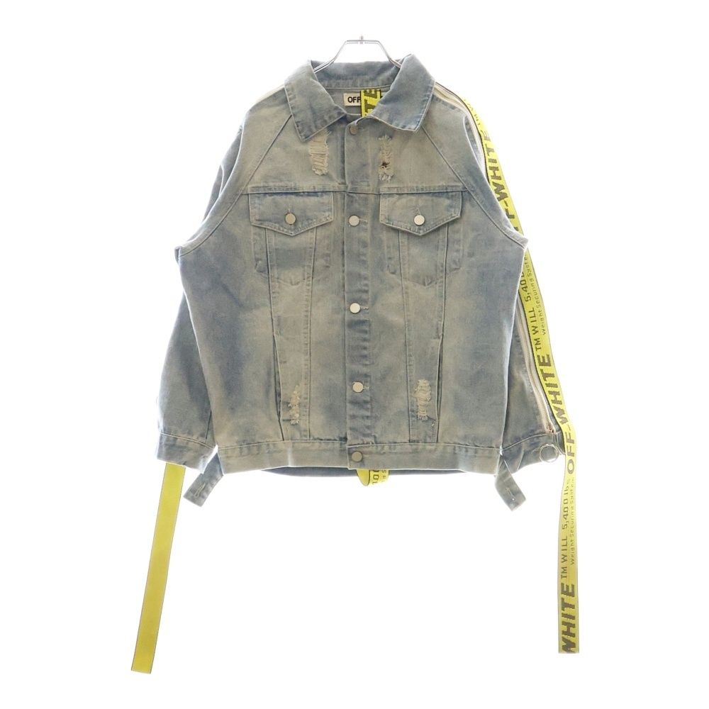 OFF-WHITE (オフホワイト) Side Zip Tape Denim Jacket サイド OFF-WHITE (オフホワイト) Side Zip Tape Denim Jacket サイド