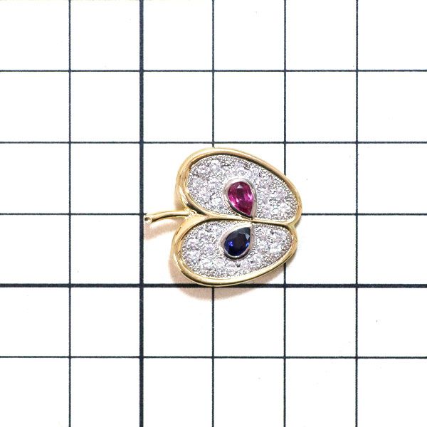 ミキモト K18YG/ K14WG ルビー/サファイア ダイヤモンド ペンダント  