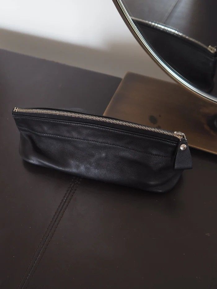 HERMÈS Sellier Leather Pouch エルメス セリエ レザー ポーチ ブラック シルバー ヴィンテージ