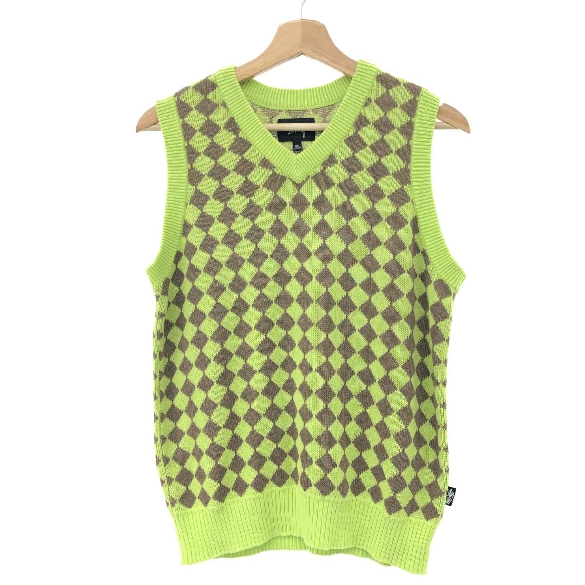 STUSSY ステューシー ダイヤパターン ノースリーブ ニット サイズ:XS 