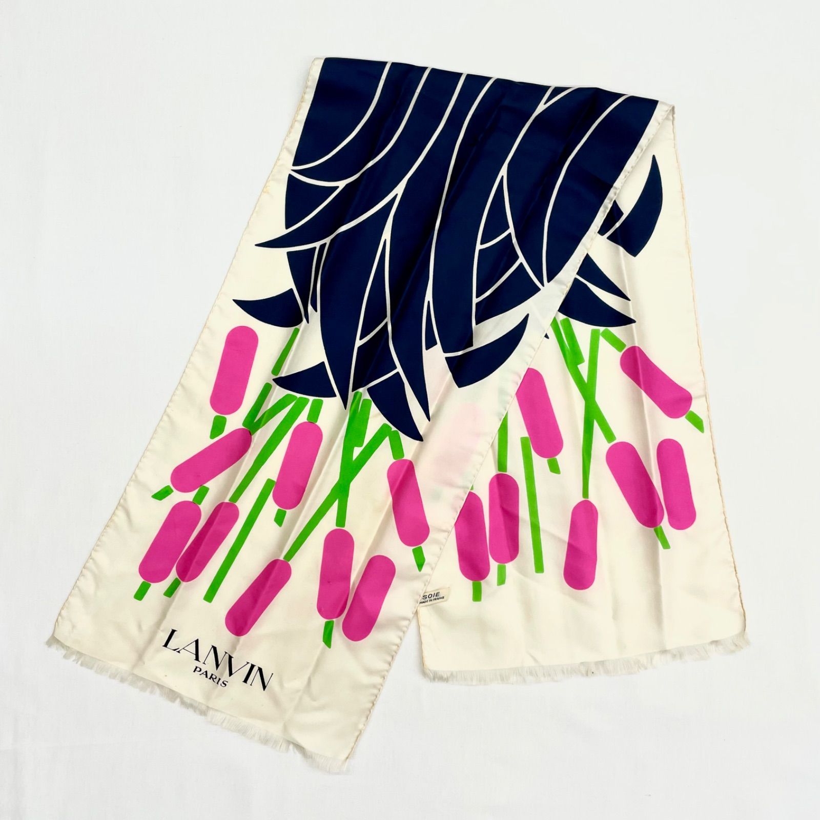 フランス製 LANVIN ストール 大判 シルク ランバン バーガンディ