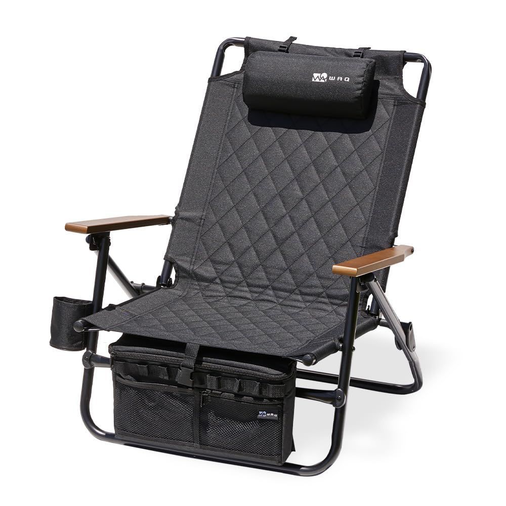 人気商品 WAQ Reclining Low Chair リクライニングローチェア WAQ-RLC1 折りたたみチェア リクライニングチェア アウトドア 焚き火 アイアン ドリンクホルダー