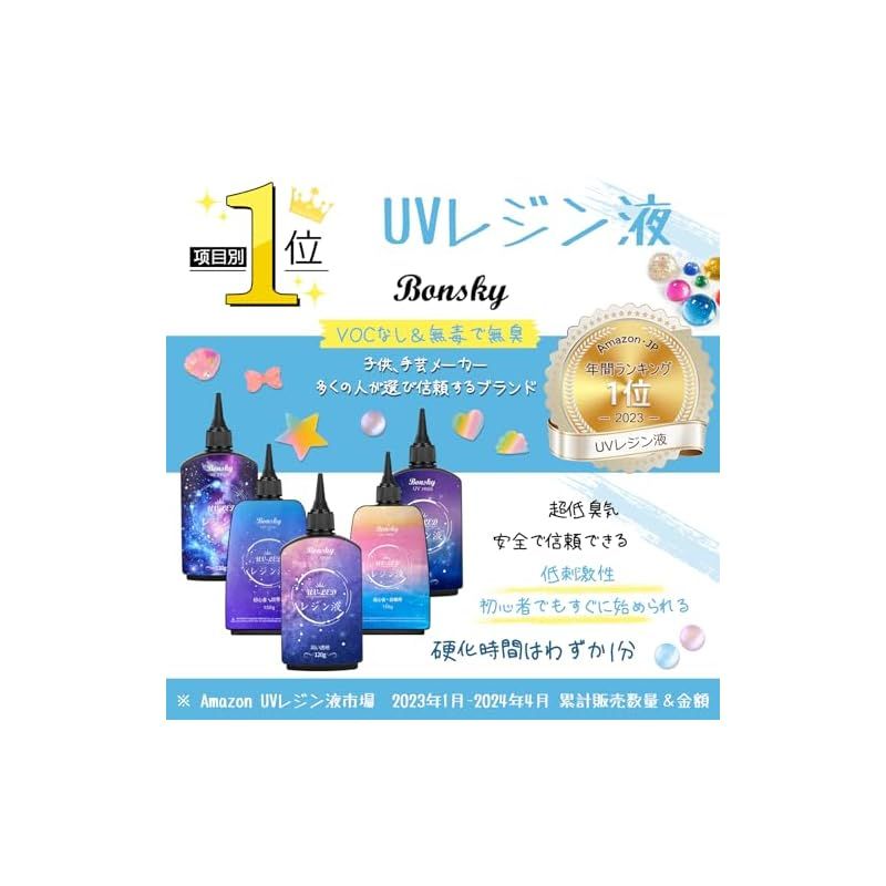 Bonsky レジン液 UVレジン液 1200g 初心者詰替用 大容量 UV/LED