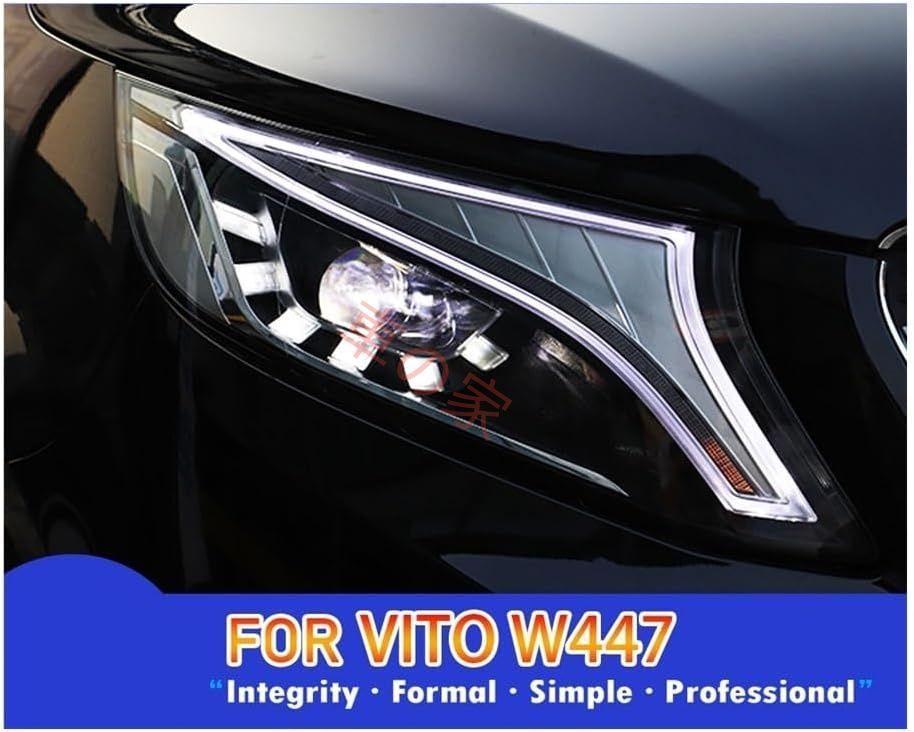 ヘッドランプ照明アセンブリ メルセデスベンツ Vito W447 V260 2014-2021 ヘッドライト DRL ターンシグナル ハイビーム エンジェルアイ プロジェクターレンズ 自動車ヘッドライト交換用 FFCRYSTALESIA_COM