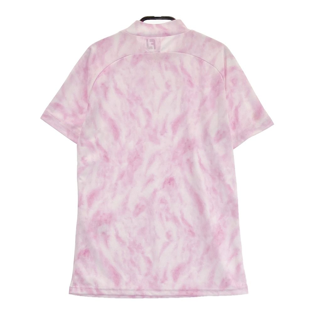サイズ：L FOOT JOY フットジョイ 2024年モデル モックネック 半袖Tシャツ 総柄 ピンク系 [240101218448] ゴルフウェア レディース ストスト FootJoy FOOT JOY フットジョイ 2024年モデル モックネック 半袖