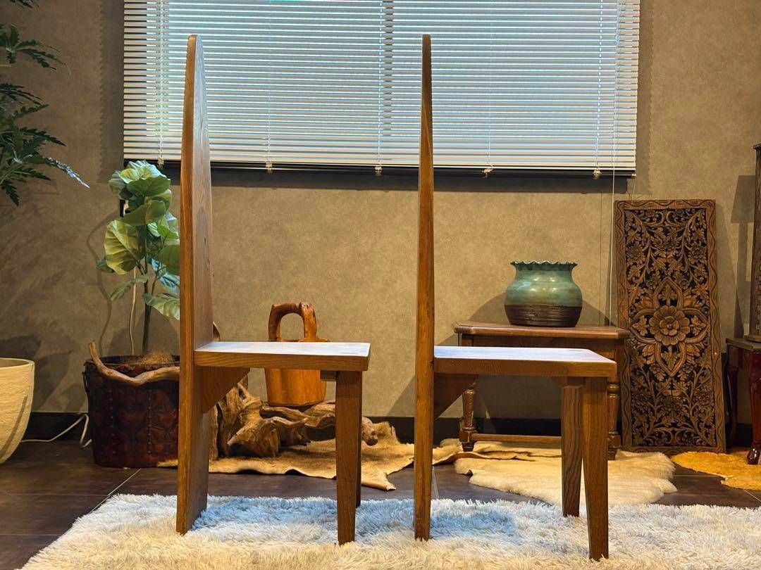 ② 希少 レトロ 無垢材 ヴィンテージ カフェ 店舗什器 ハイバック  