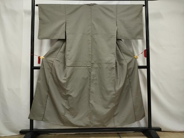 平和屋着物▽上質なお召 単衣 刺繍 舞葉文 正絹 逸品 BAAS8345hv