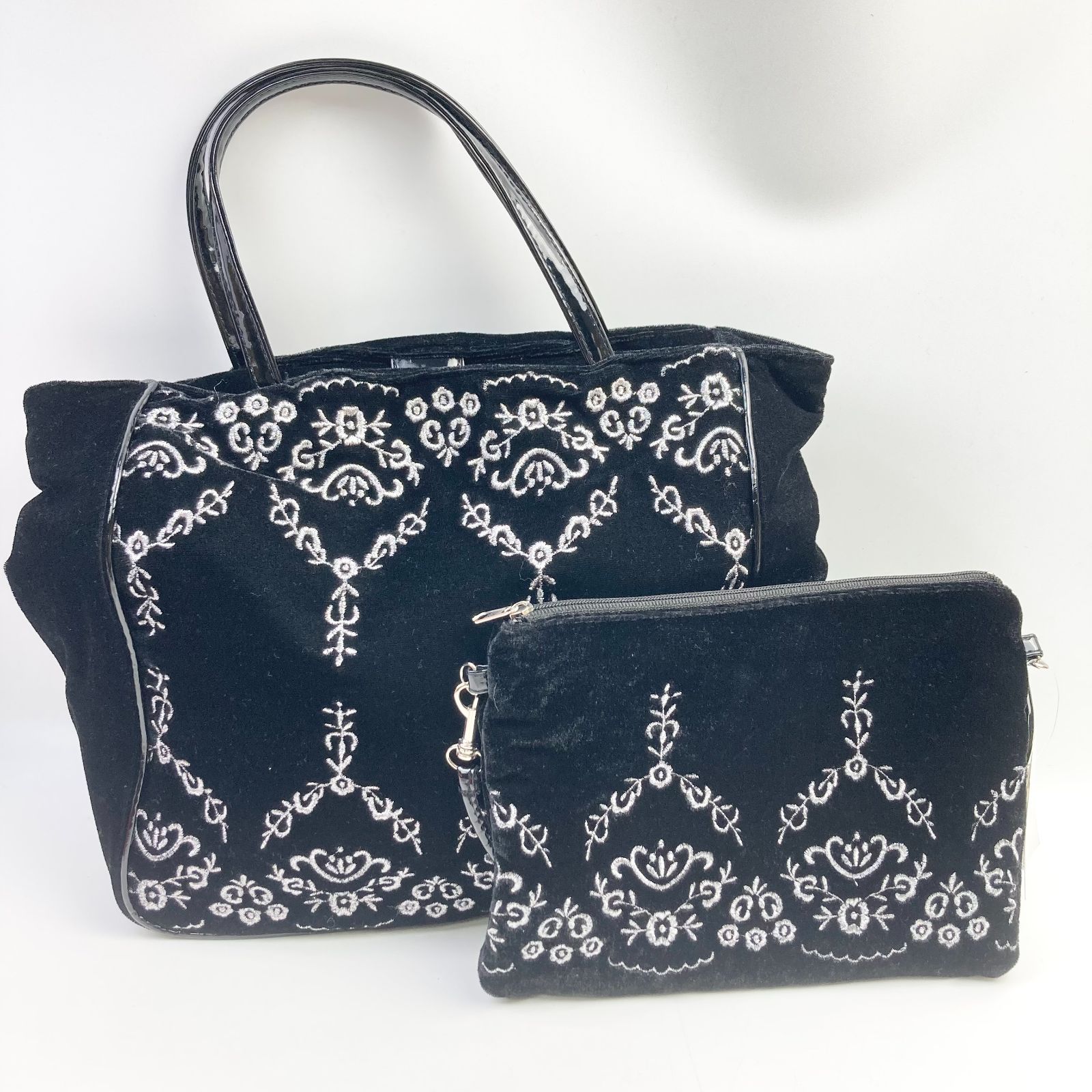 rm) 近沢レース CHikazawa ハンドバッグ ポーチ セット 刺繍 未使用 