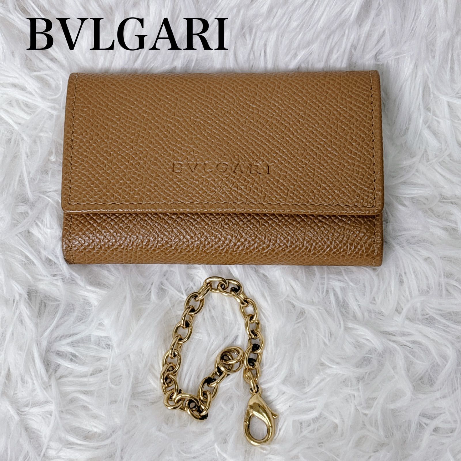BVLGARI ブラウンレザー クラシコ　キーケース　チェーン付 メルカリ