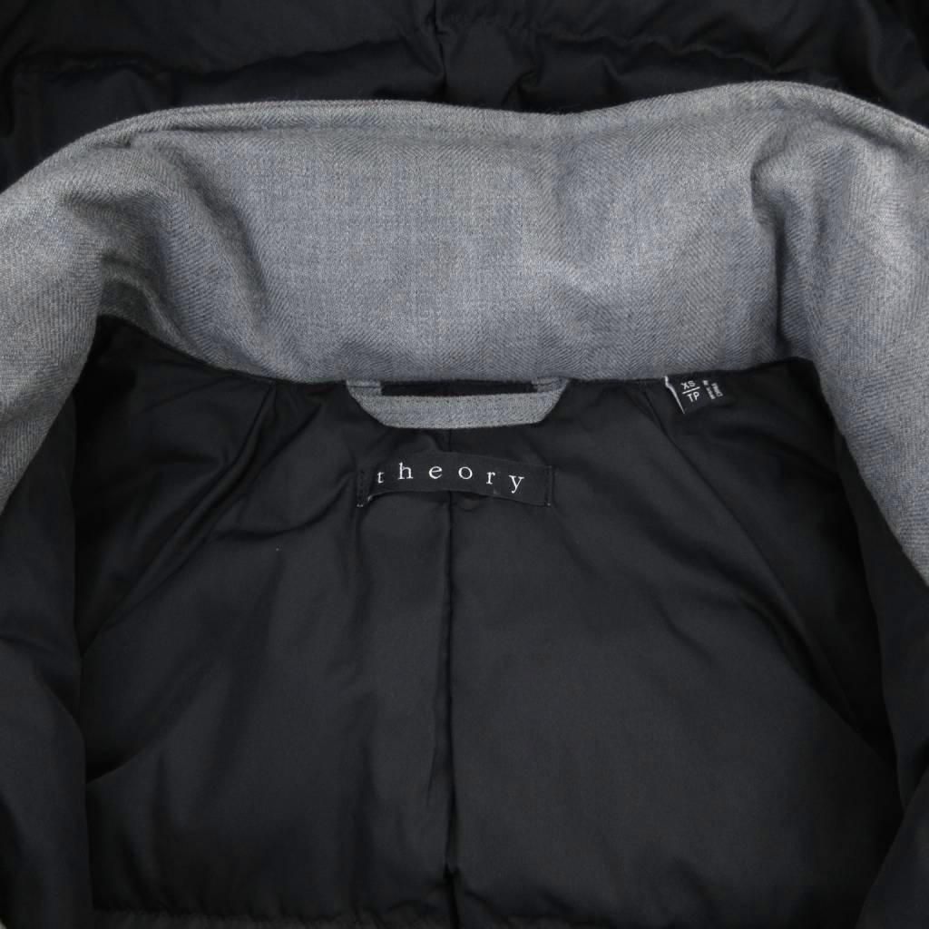 Theory フード付きグレーコート XS セオリー Theory ダウンコート フード付き ウール XS グレー /UO