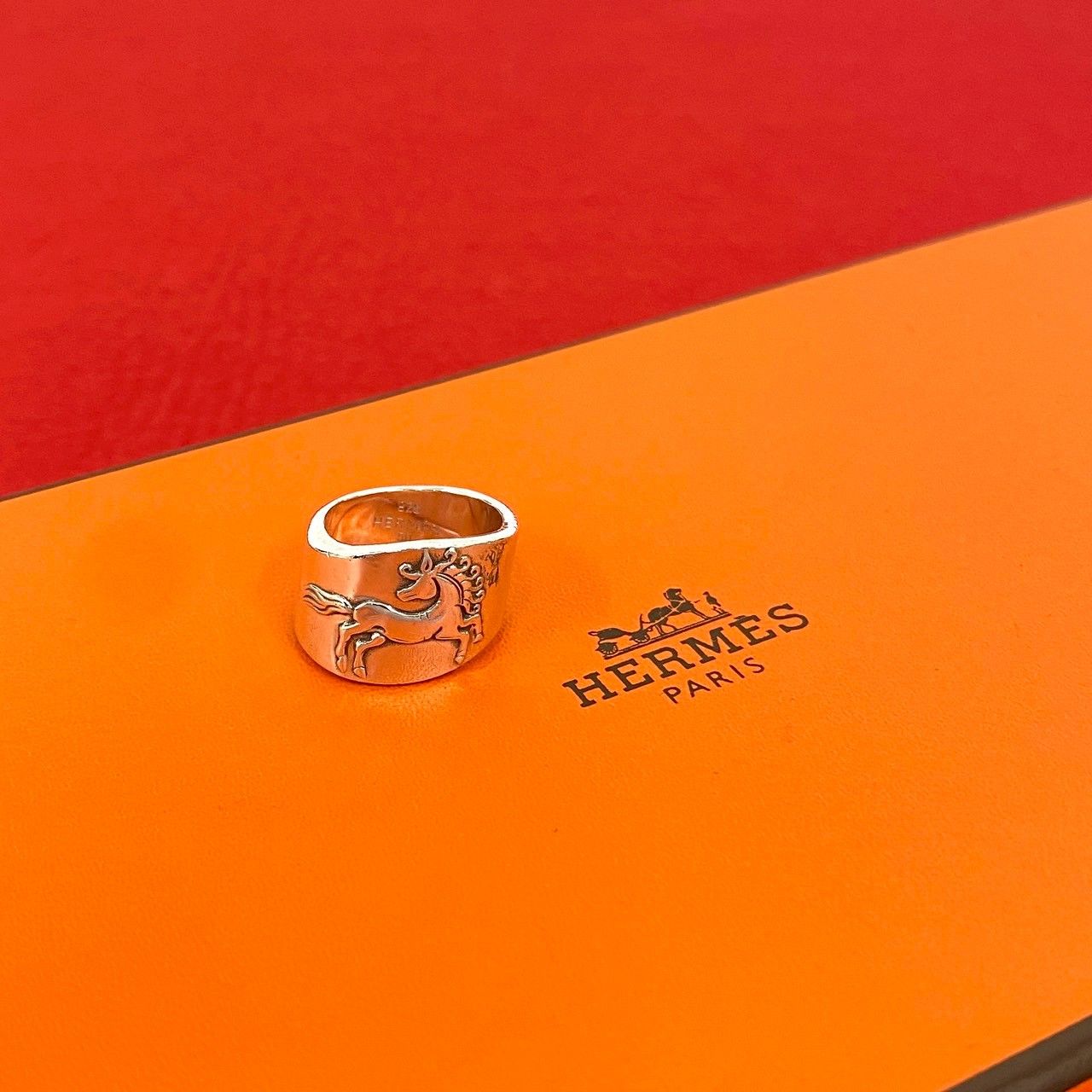 品 HERMES エルメス シュバルホース リング シルバー925 指輪 8号 アクセサリー レディース シルバー 11342
