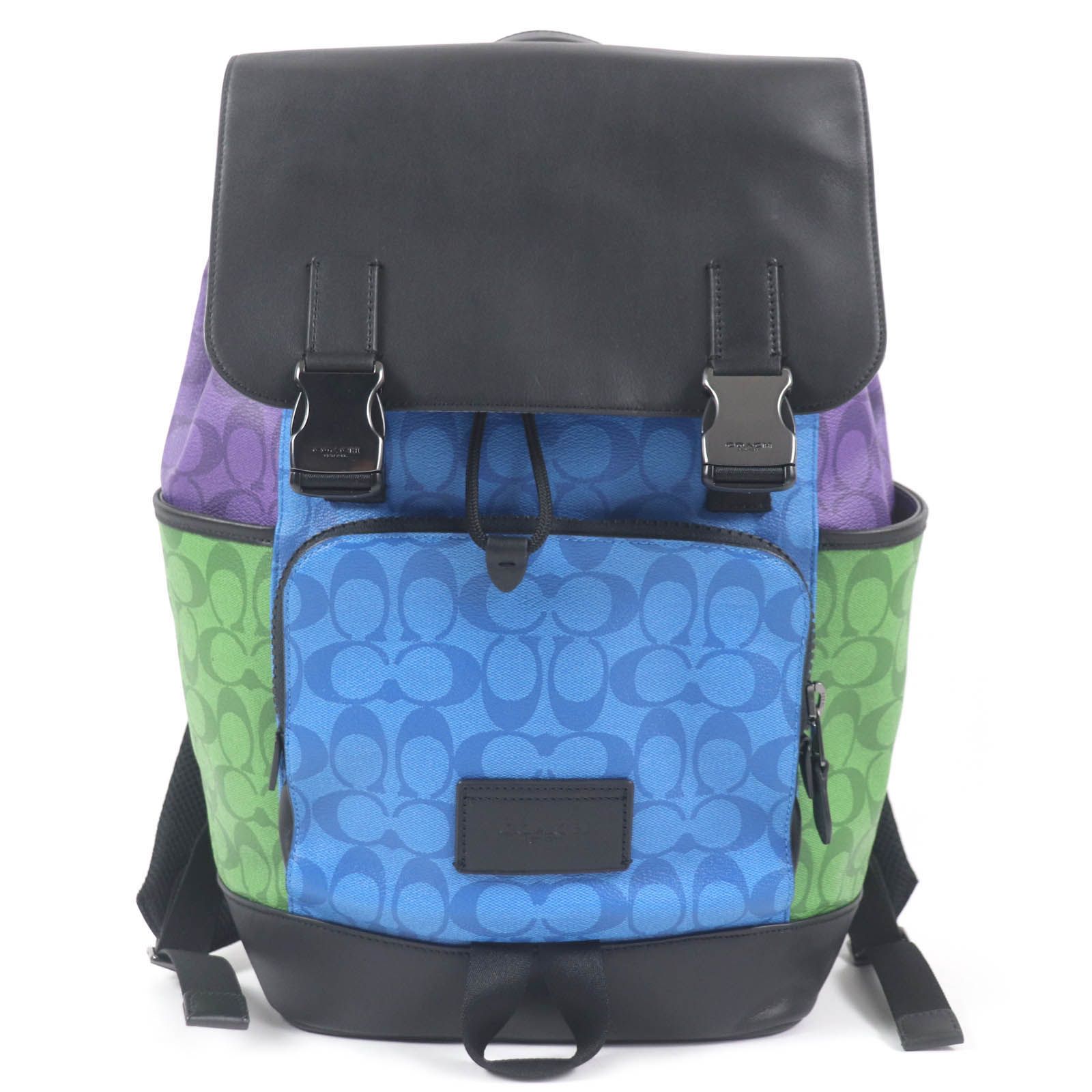 極美品□COACH コーチ C9837 Track Backpack In Blocked Signature  