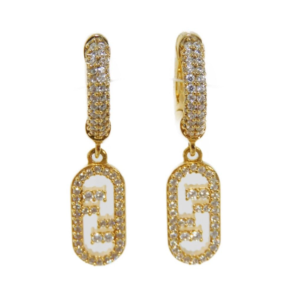 美品 FENDI オーロック ピアス ゴールド ff ラインストーン 現行品