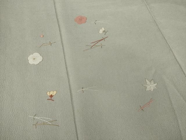 平和屋着物○訪問着 刺繍 梅 松葉 楓 吹き寄せ文 金糸 鬼しぼ縮緬 正絹