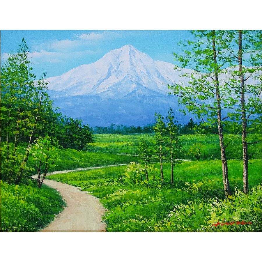 広瀬和之「八ヶ岳山麓」油彩画 F6号 額入り 真筆 肉筆画 手描き 油絵