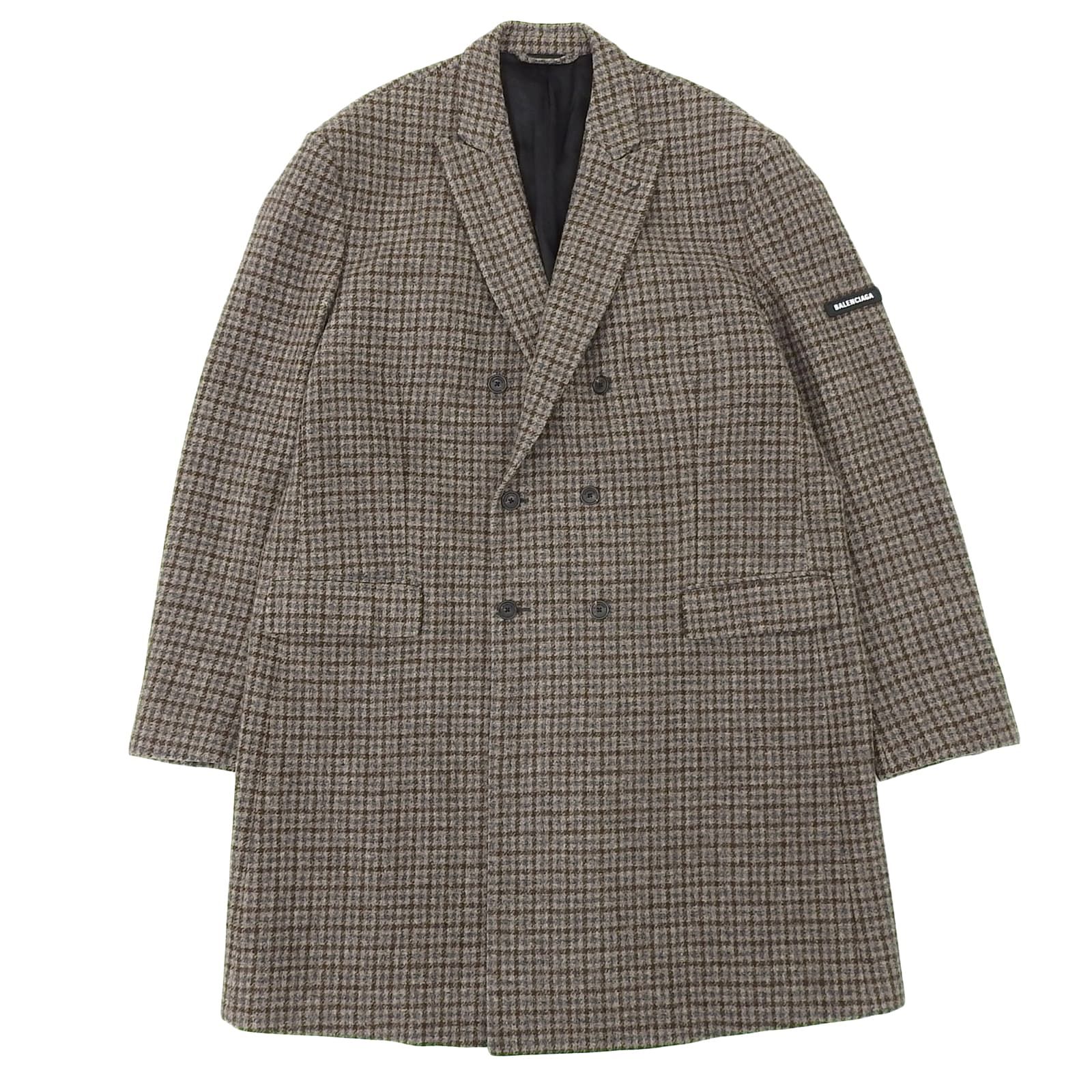 バレンシアガ ダブルブレスト チェスターコート カシミヤ 50% カーキ L バレンシアガ ダブルブレスト チェスターコート カシミヤ 50