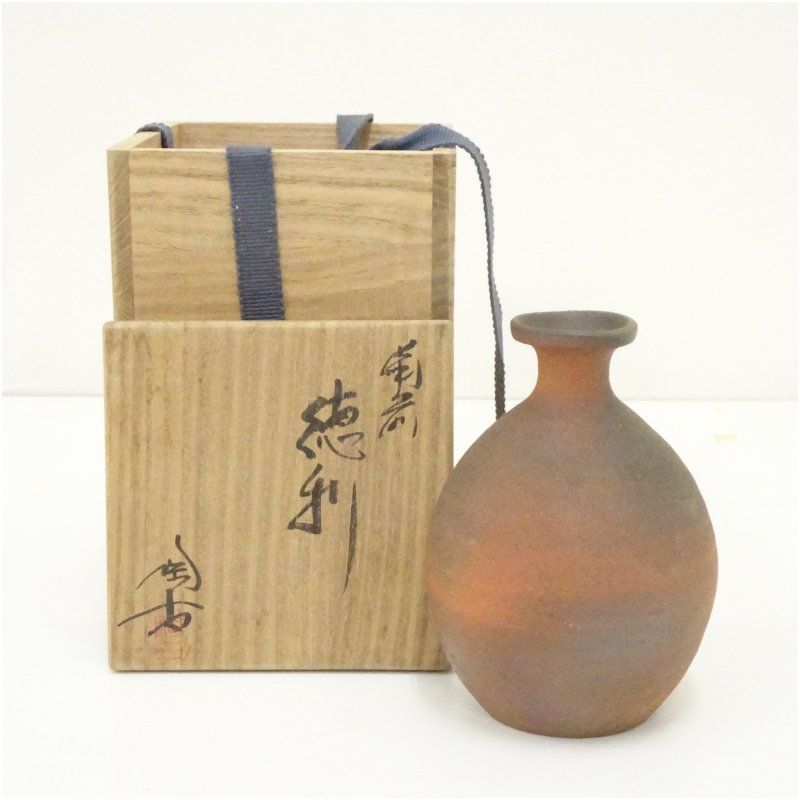 江戸　古備前焼　徳利　アンティーク　木箱付0105 備前焼徳利木箱付き 江戸 古備前焼 徳利 アンティーク 木箱付0105 江戸 古