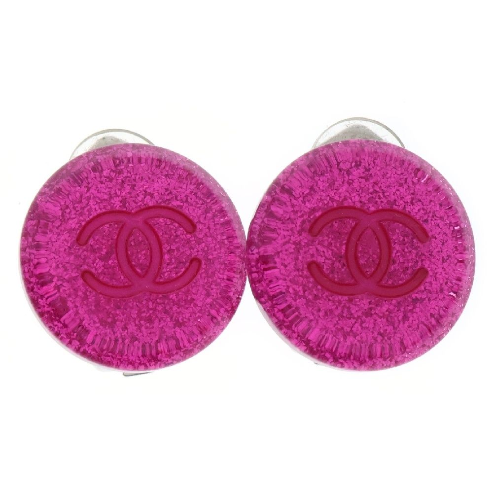 CHANEL シャネル ココマーク ラメ イヤリング ピンク レジン アクセサリー 00A