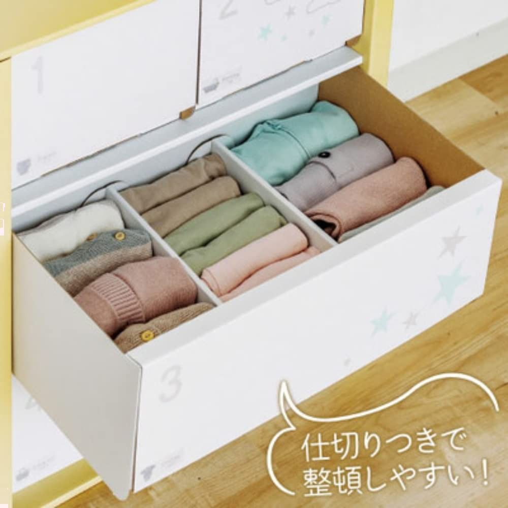 お世話ごとに収納できる５引き出し