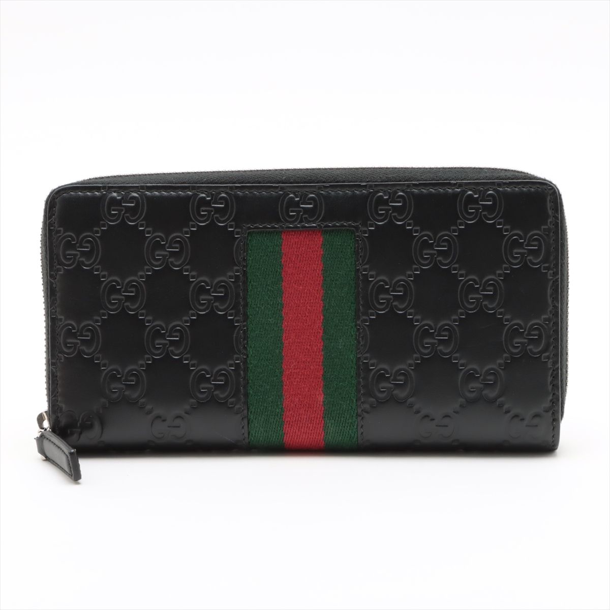 極美品 グッチ グッチシマ ニューウェブ 408831 レザー 長財布 二  