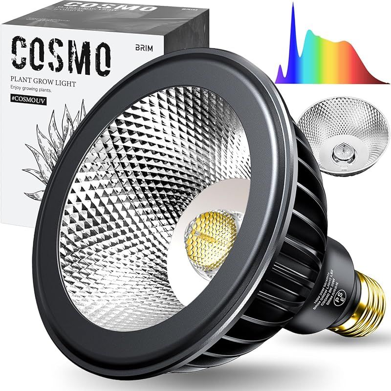 【グリーンアドバイザー推薦】BRIM(ブリム) COSMO UV 20W 植物育成ライト LED フルスペクトル 高PPFD 高力率 高演色性 植物用 省エネ設計 長寿命 E26口金 反射板＆集光レンズ付き (COSMO UV (BK 白色系 58