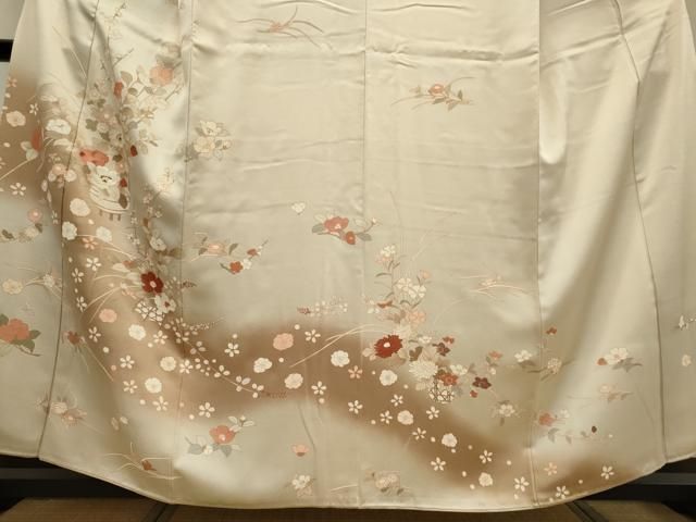 平和屋着物●訪問着　霞枝花文　暈し染め　金彩　正絹　逸品　DAAV1275tw 平和屋着物○訪問着 霞枝花文 暈し染め 金彩 正絹 逸品