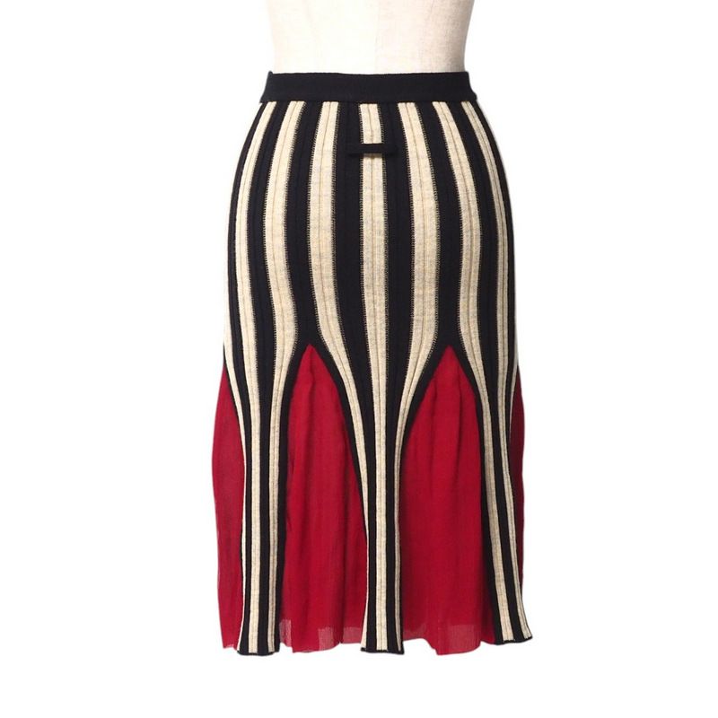 本物 美品 ルイヴィトン 装飾ビーズボタン 刺繍 ツイード スカート  