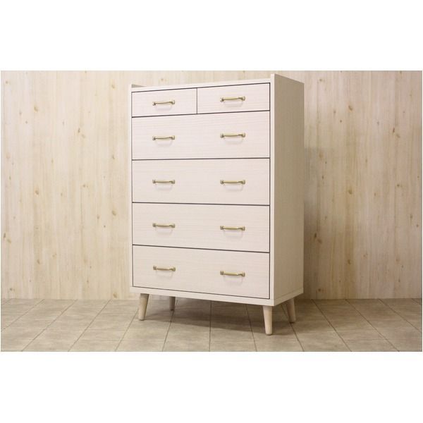 LOWYA 5段チェスト ホワイト LOWYA】ホワイト木製チェスト 5引き出し