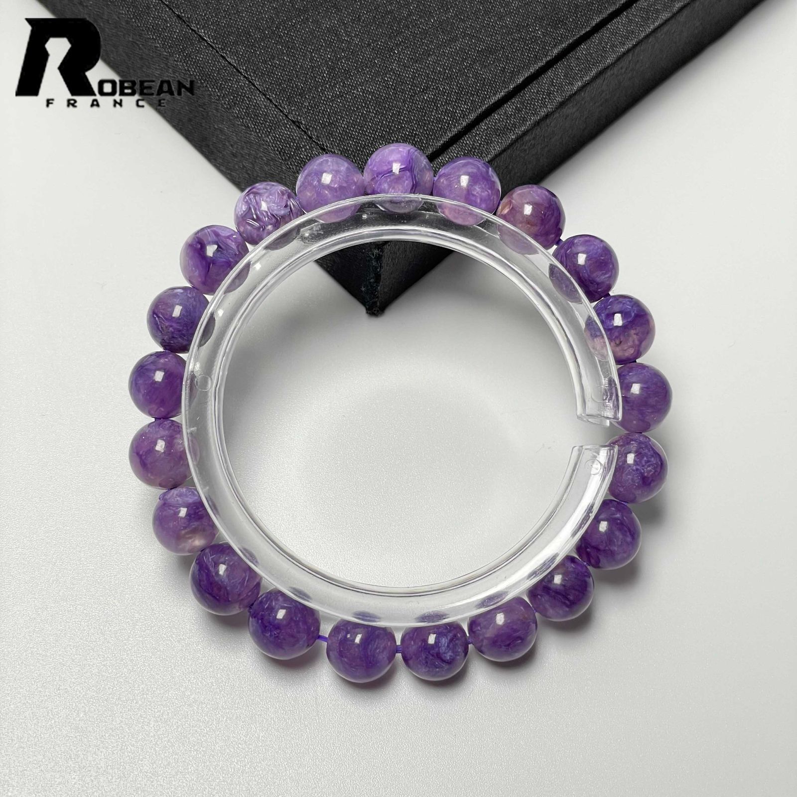 EU製 定価8万円 ROBEAN チャロアイト パワーストーン ブレスレット 天然石 紫水晶 夢色 プレゼント ギフト 8.8-9.3mm L0324291